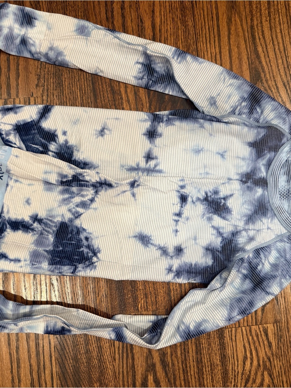 lululemon athletica White and Navy Tie-Dye Long Sleeve Top